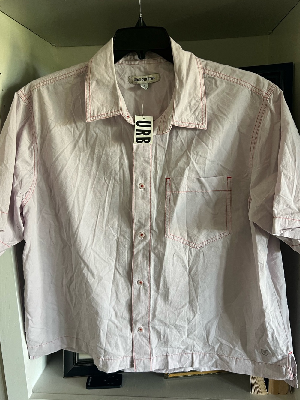 Urban Outfitters Light Acid Purple Short-Sleeve Button-Down Shirt L NEW